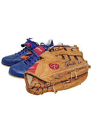Lee Mazzilli New York Mets Game-Used & Autographed Glove & Cleats (2)