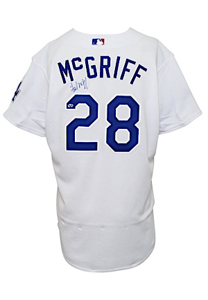 2003 Fred McGriff Los Angeles Dodgers Game-Used & Autographed Home Jersey (Rare Fifth Annual Shirts-Off-Their-Backs Patch)