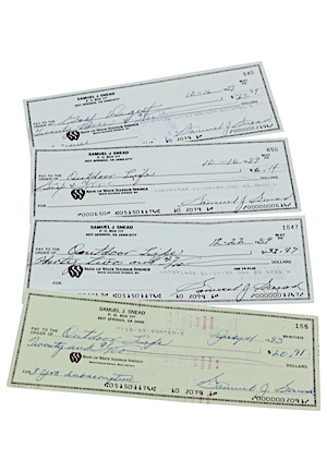 Sam Snead Autographed Personal Bank Checks For Sports Subscriptions (4)