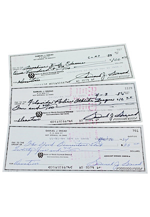 Sam Snead Autographed Personal Bank Donation Checks (3)