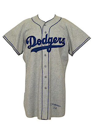 1952 Clarence "Bud" Podbielan Brooklyn Dodgers Game-Used Road Flannel Jersey