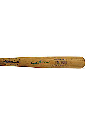 1971-74 Dick Green Oakland As Game-Used & Autographed Bat (PSA/DNA)