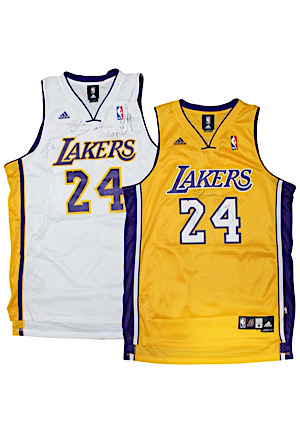 Los Angeles Lakers Multi-Signed Jerseys Including Kobe & More (2)(Picture of Kobe With Jerseys • Bodyguard LOA)