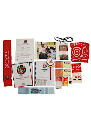 Grouping Of Team USA Olympic Basketball "Beijing 2008" Mementos Including Game Tickets, Staff Press Pass, Team Itinerary & More (Sourced From Kobes Personal Bodyguard • LOA)