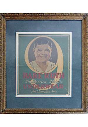 1930s Babe Ruth Original Underwear Framed Display