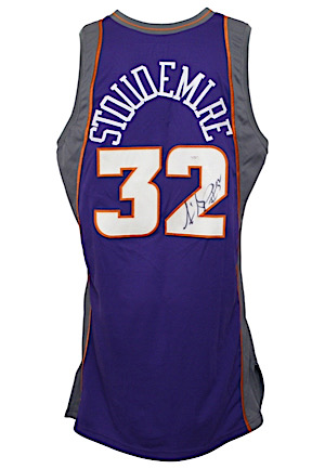 2002-03 Amare Stoudemire Phoenix Suns Game-Used & Autographed Road Jersey (Sourced From Assistant Coach • JSA COA)