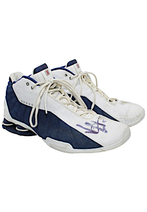 Circa 2000 Vince Carter Toronto Raptors Game-Used & Dual-Autographed Shoes (Sourced From Assistant Coach)