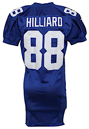 2001 Ike Hilliard New York Giants Game-Used Jersey With Super Bowl XXXV Patch