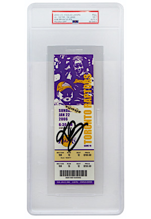 1/22/2006 Kobe Bryant Los Angeles Lakers Autographed Full Ticket From 81 Point Game (PSA • Auto Graded 9 • UDA)