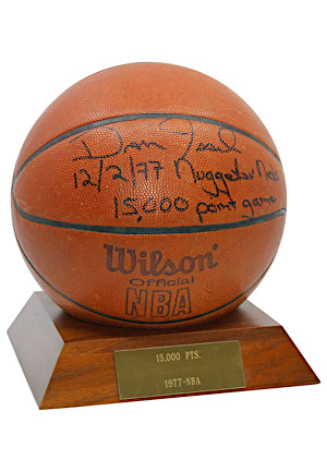 12/2/1977 Dan Issel 15,000th Career Point Scored Actual Game-Used & Autographed Basketball (Full JSA • Issel LOA)