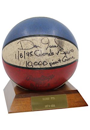 1/8/1975 Dan Issel 10,000th Career Point Scored Actual ABA Game-Used & Autographed Basketball (Full JSA • Issel LOA)
