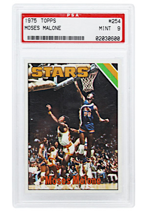 1975 Topps Moses Malone Rookie #254 (PSA MINT 9)