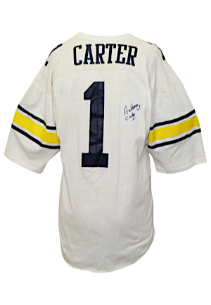 Circa 1980 Anthony Carter Michigan Wolverines Game-Used & Autographed Jersey