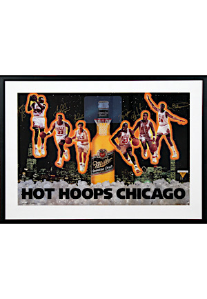 1991-92 Chicago Bulls Multi-Signed Framed Display Including Jordan & Pippen (Beckett)