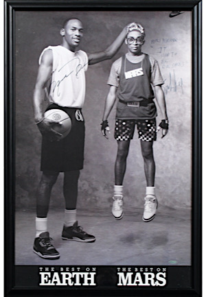 1993 Michael Jordan & Spike Lee "The Best On Earth And The Best On Mars Poster" Dual-Autographed Original Framed Display (UDA Hologram • Full JSA • Only One Known)