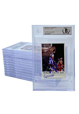 1987-88 Entenmanns Chicago Bulls Complete Autographed Set Including MJ (12)(Beckett • All MINT 10 Autos)