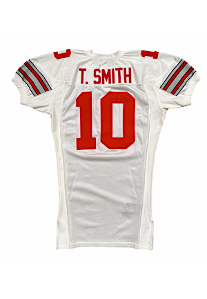 2005 Troy Smith Ohio State Buckeyes Game-Used & Autographed Road Jersey (Ohio State COA • Team Repair)