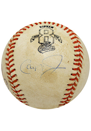 9/6/1995 Baltimore Orioles "Record Breaking" Game-Used Baseball Autographed & Inscribed "2131" By Cal Ripken Jr. (Umpire LOA)