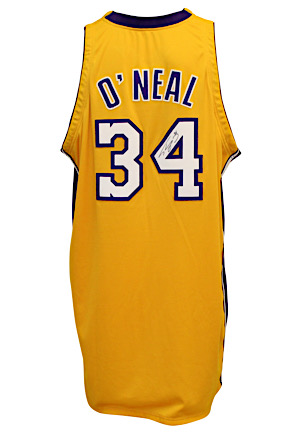 2000-01 Shaquille ONeal Los Angeles Lakers Game-Used & Autographed Home Jersey (Championship Season)
