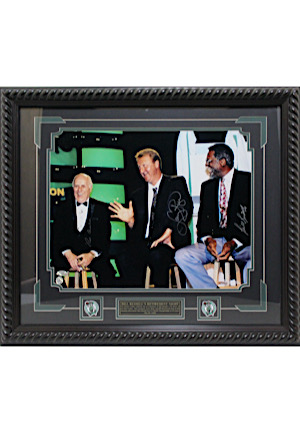 Larry Bird, Bill Russell & Red Auerbach Multi-Signed Framed Display (TD Garden Auction Receipt • Hollywood Collectibles)