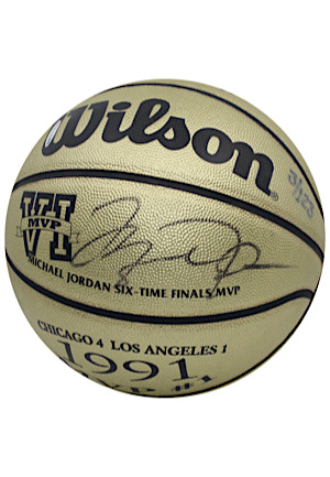 Michael Jordan Autographed NBA Finals 6x MVP Commemorative Gold LE Basketball (UDA • 3/123)