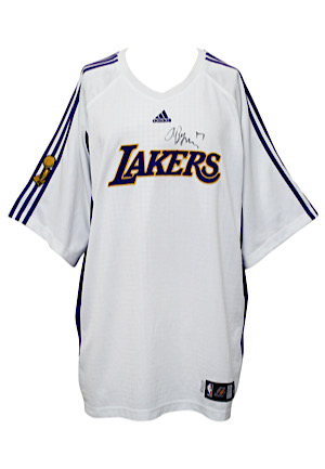 2008 Andrew Bynum Los Angeles Lakers NBA Finals Player-Worn & Autographed Warm-Up Suit (2)(Lakers LOAs)