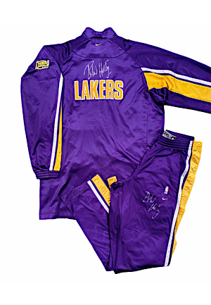 2001 Robert Horry Los Angeles Lakers NBA Finals Player-Worn & Autographed Warm-Up Suit (2)(Lakers LOAs • Championship Season)