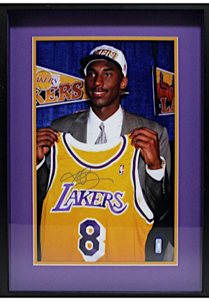 Kobe Bryant Los Angeles Lakers Autographed "Signing Day" Framed Display (Lakers LOA)