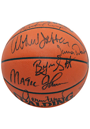 Los Angeles Lakers Showtime Back-To-Back Champs Multi-Signed Championship LE Spalding Basketball Including Kareem, West & More (UDA • 95/500)