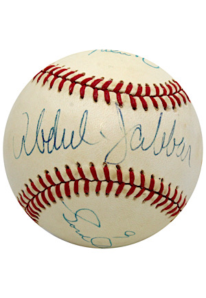 Gordie Howe, Nolan Ryan & Kareem Abdul-Jabbar Multi-Signed Baseball