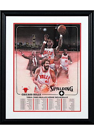 1984-85 Chicago Bulls Home Schedule Poster Framed Display (Michael Jordans Rookie Season)