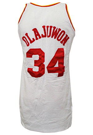 1990-91 Hakeem Olajuwon Houston Rockets Game-Used Home Jersey