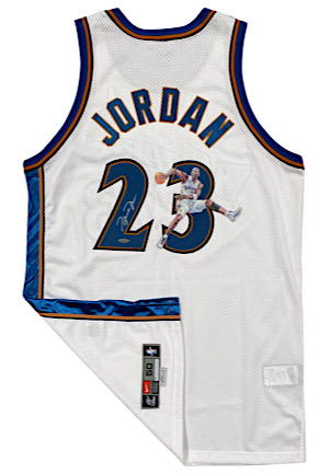 2001-02 Michael Jordan Washington Wizards Autographed Custom Painted Pro-Cut Home Jersey (UDA)