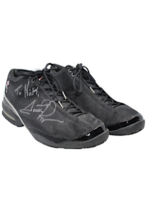 Circa 2000 Scottie Pippen Portland Trail Blazers Game-Used & Dual Autographed Shoes (Ball Boy LOA)