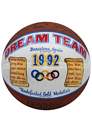 Karl Malone & John Stockton Dual-Signed "Dream Team" White Panel Basketball (Ball Boy LOA)