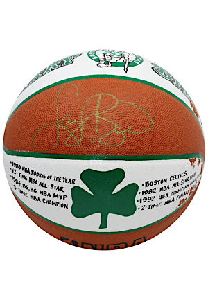 Larry Bird Boston Celtics Autographed White Panel Basketball (Ball Boy LOA)