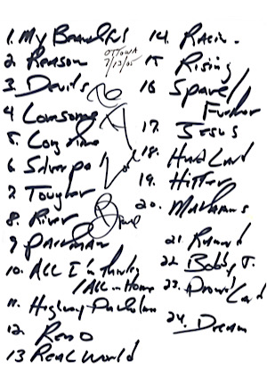 2005 Bruce Springsteen Handwritten & Autographed "Devils And Dust World Tour" Concert Set List (PSA/DNA • Beckett)