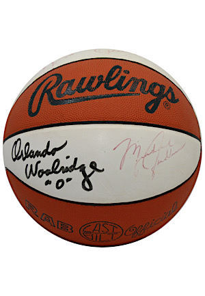 1984-85 Chicago Bulls Team-Signed White Panel Basketball With Rookie Jordan (Full JSA)