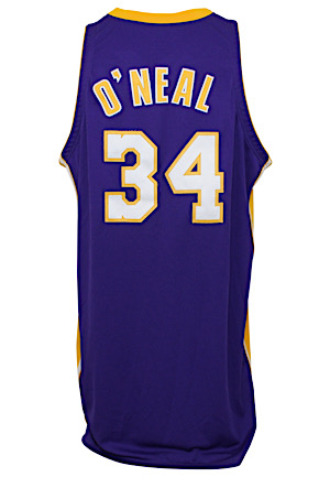 1999-00 Shaquille ONeal Los Angeles Lakers Game-Used Road Jersey (Sourced From Assistant Coach • Wilt Armband • MVP & Championship Season)