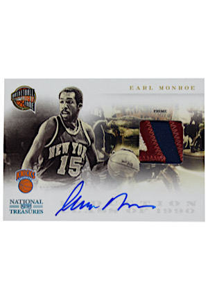 2010-11 Playoff National Treasures Hall Of Fame Materials Prime Signatures Earl Monroe #21 (3/25)