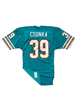 1979 Larry Csonka Miami Dolphins Game-Used & Autographed Jersey (Personalized To Dolphins Equipment Manager Bobby Monica • Full JSA)
