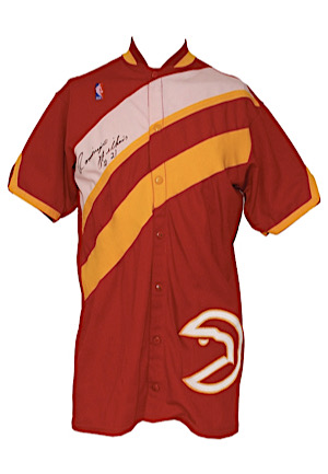 Circa 1986 Dominique Wilkins Atlanta Hawks Worn & Autographed Road Warm-Up Jacket