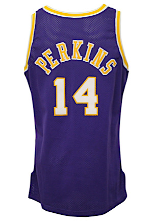 1990-91 Sam Perkins Los Angeles Lakers Game-Used Road Jersey