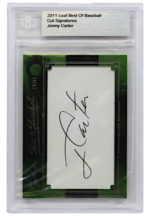 2011 Leaf Best Of Baseball Cut Signatures President Jimmy Carter (Beckett Encapsulated)