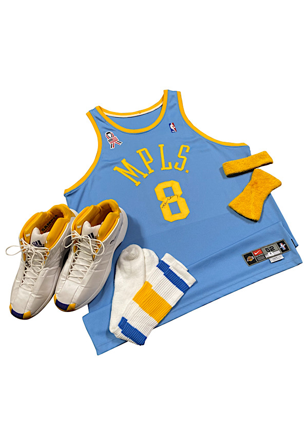 Lot Detail - 2001-02 Kobe Bryant Los Angeles Lakers “MPLS” Throwback Game  Jersey & Autographed Shoes (PSA/DNA • D.C. Sports)