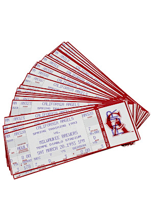 1993 California Angels Spring Training Full Tickets (32)(First Season At Tempe Diablo Stadium)
