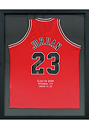 Michael Jordan Chicago Bulls Hall Of Fame Autographed LE Mitchell & Ness Framed Jersey & Original UDA Box (UDA • 9/23)
