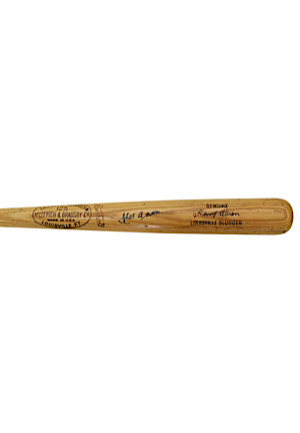 Early 1970s Hank Aaron Braves Autographed Team Index Bat (Full JSA)