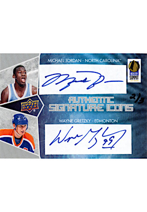 2012 Upper Deck Authentic Signature Icons Michael Jordan & Wayne Gretzky #LV-JG (2/3)
