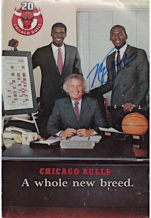 1985-86 Michael Jordan Autographed Chicago Bulls "20th Season A Whole New Breed" Media Guide (Originally Sourced From Michael Jordan Boys And Girls Foundation)